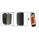 Aeroflots Flip Case Cover for Micromax A116 Canvas HD (Black) With Screen Protector