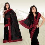 Black Faux Georgette Saree With Blouse 323
