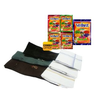 Combo3PairsSocks3HandkerchiefswithFreeGulal 1363077519 Combo 3 Pairs Socks & 3 Handkerchiefs with Free Gulal @194