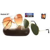Combo Of Reebok A3 Aviator Brown Mtv Green Golden Frame Sunglass En