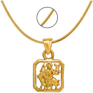 Mahi Exa Collection Durga Gold Plated Religious God Pendant with Chain for Men Women PS6012015G