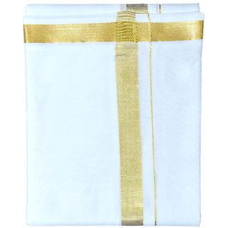 Fashionkiosks Mens Traditional 1 Inch Silver with Black Border Dhoti Set 1-IN-WH-SIL-BLKBRD-DHOTI
