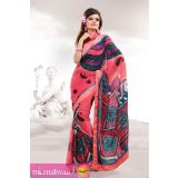 Matwali Cerise Pink And Stylish Pallu Design Printed Georgette Saree