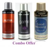Combo Of Park Avenue Alpha Deo Spray 150 Ml For Men Park Avenue Game Deo Spray 150 Ml For Men Park Avenue Good Morning Deo Spray 150 Ml For Men