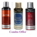 Combo Of Park Avenue Good Morning Deo Spray 150 Ml For Men Park Avenue Alpha Deo Spray 150 Ml For Men Park Avenue I.q. Deo Spray 150 Ml For Men