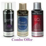 Combo Of Park Avenue Game Deo Spray 150 Ml For Men Park Avenue Good Morning Deo Spray 150 Ml For Men Park Avenue I.q. Deo Spray 150 Ml For Men