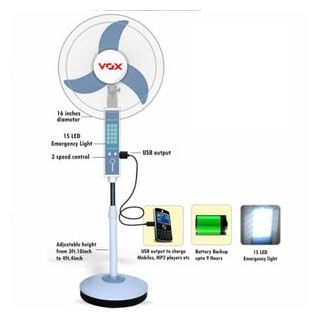 Shopclues:Vox Multipurpose Pedestal Fan with inbuilt Emergency light and Mobile Charger @ 2798