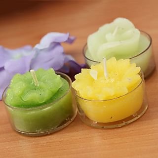 Terro Art Designer Flower Tea Lights Candles Set Of 4Pcs Td-1914