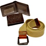 Buy Gents Pure Leather Black Wallet n Get Premium Canvas Belt Free