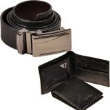 Buy Black Leather Gents Wallet n Get Pure Nappa Leather Belt Free