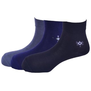 Calzini Mens Free Size Motif Formal Ankle Length Microfibre With Nano-Silver Socks Pack of 3 Pair