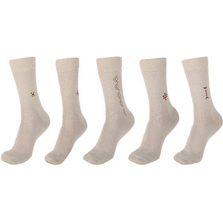 Calzini Mens Free Size Motif Formal Calf Length Microfibre With Nano-Silver Socks Pack of 5 Pair