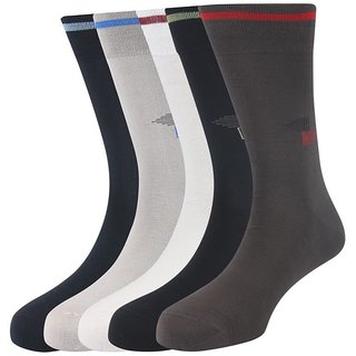 Calzini Mens Free Size Solid Formal Calf Length Fine Gassed Mercerised Cotton Socks Pack of 5 Pair