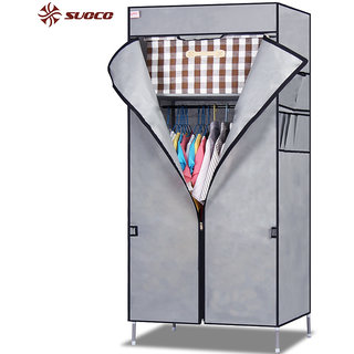 EI Stylish Foldable Canvas Cupboard Cabinet Almirah Wardrobe Gray available at ShopClues for Rs.1599