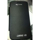 Black Leather Flip Cover Case Pouch For Micromax A116 Canvas Hd Superfone