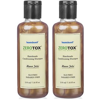 Healthbuddy Zerotox Handmade Conditioning Shampoo Heena Tulsi 2 Packs Of 210 Ml Each