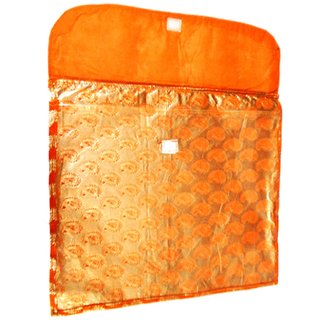 Aj Creations Orange And Silver Colour Flip Design Saree Cover Bag For 1 Saree (Pack Of 10) Asfc0101