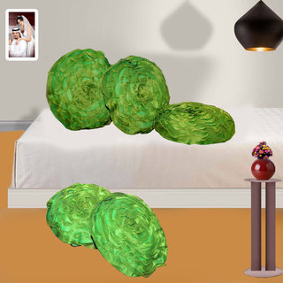 Hard Rock Set Of 5 Attractive Circle Rose Design Cushion Cover-green