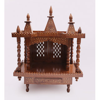 Shilpi Brown Sheesham Wood Exquisite Temple / Mandir / Puja Esstential / Wooden Mandir - (NSHC0192)