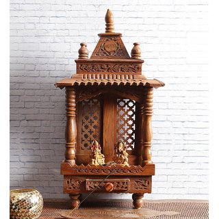 Shilpi Brown Sheesham Wood Exquisite Temple / Mandir / Puja Esstential / Wooden Mandir - (NSHC0055)