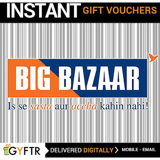 For 475/-(5% Off) Big Bazaar GyFTR Insta Gift Voucher INR 500 at INR 475 + Extra 10% CashBack via Mpesa at Shopclues