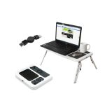 E Table - Portable Laptop Stand Foldable With 2 USB Cooling Fans Notebook