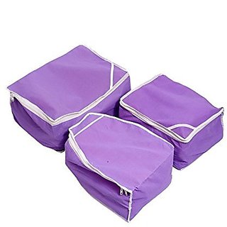 Kuber Industries Saree Cover Blouse Cover Peticot Cover Set Of 3 Pcs (Non Woven) Gold KI0086271