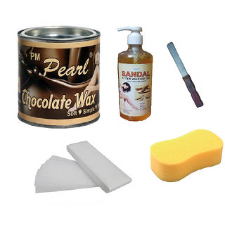DDH Choclate Hot Body Wax For Hair Removal +90 Wax Strips + After Wax Gel + Sponge With Free Knife