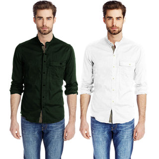 ShopClues: LMFAO Pack of 2 Mandarin Collar Shirts @599