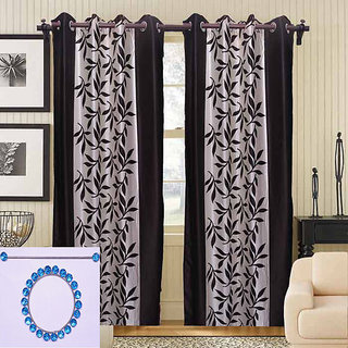 Combo Pack Of 2 Kolaweri Curtain With 2 Curtain Holder - Coffee