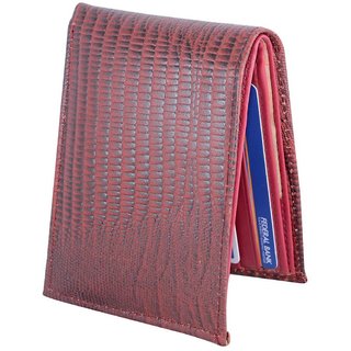 Holboro Mens Lizard Embossed Genuine Leather Bifold Wallet + Free 7 Pcs Twin Blade Disposable Razors