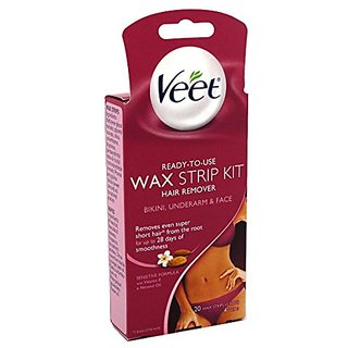 Buy Veet Ready To Use Wax Strip Kit S Bikini Underarm Face Online From Shopclues