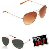 Buy A Reebok Golden Aviator Sunglasses & Get A Forest Cool Sunglasses Free (FC SG + RBK Br SG)