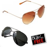 Buy A Reebok Black Aviator Sunglasses & Get A Reebok Brown Aviator Sunglasses Free (RBK AV Lite SG + RBK Br SG)