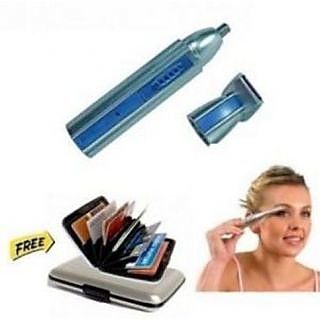 Maxel 2 In 1 Multipurpose Ear nose And Hair Trimmer With Eyebrow Trimmer And silver Aluma Wallet
