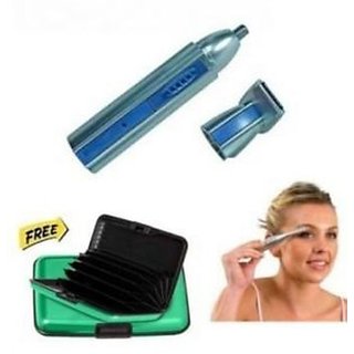 Maxel 2 In 1 Multipurpose Ear nose And Hair Trimmer With Eyebrow Trimmer And green Aluma Wallet