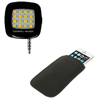 De-TechInn Combo OF 16 LED Night Flash Light + Pouch for i Mobile Phones Neoprene Cloth Sleeve