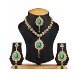 The Pari Fashionable Green And Golden Necklace (EY-16)