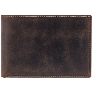 Visconti Hunter Bi-Fold Oil Brown Genuine Leather Wallet For Men & Women With RFID Protection