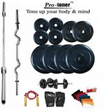 Protoner Weight Lifting Home Gym 100 Kg + 4 Rods (1 Curl) + Gloves + Rope+ Wrist band