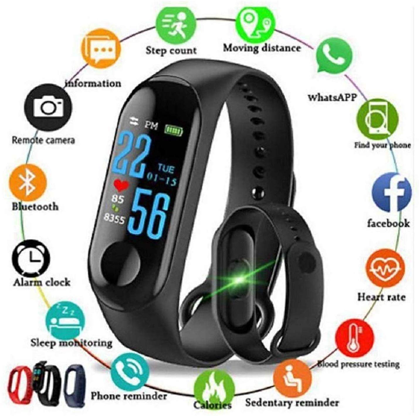 Buy M3 Smart Band Fitness Tracker Watch Heart Rate With Activity