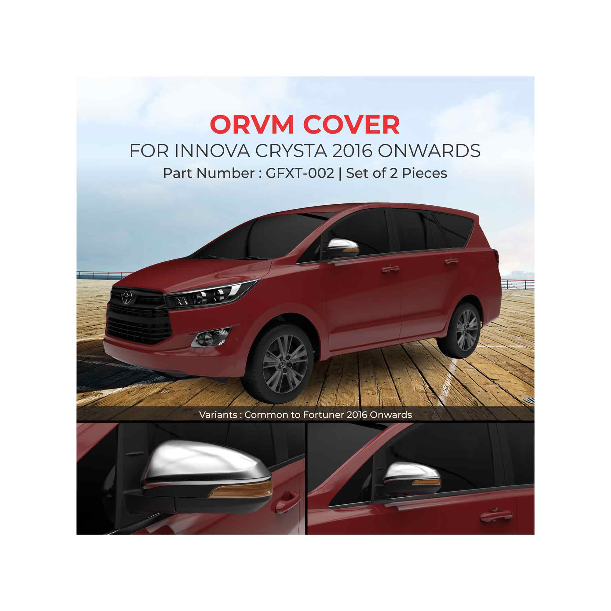 Buy Chrome Orvm Garnish Cover For Toyota Innova Crysta 2016 Onward