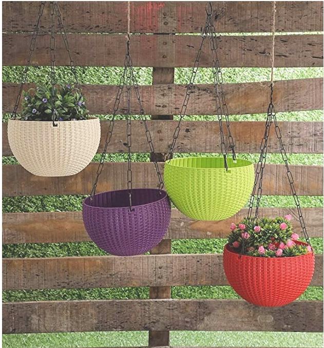 Buy AFFIX ENTERPRISES 4 PCS Hanging Baskets Rattan Waven Flower Pot