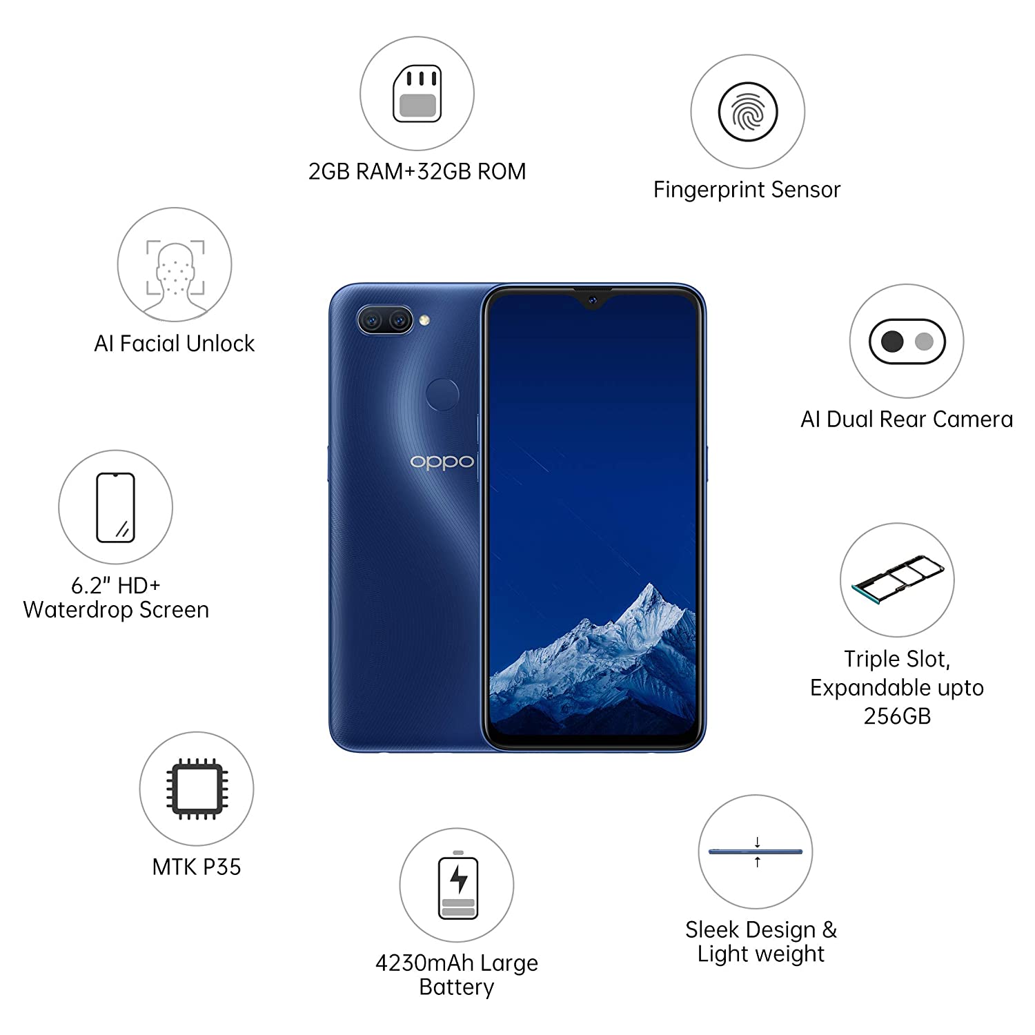 Buy Oppo A K Gb Ram Gb Rom Deep Blue Smartphone Online