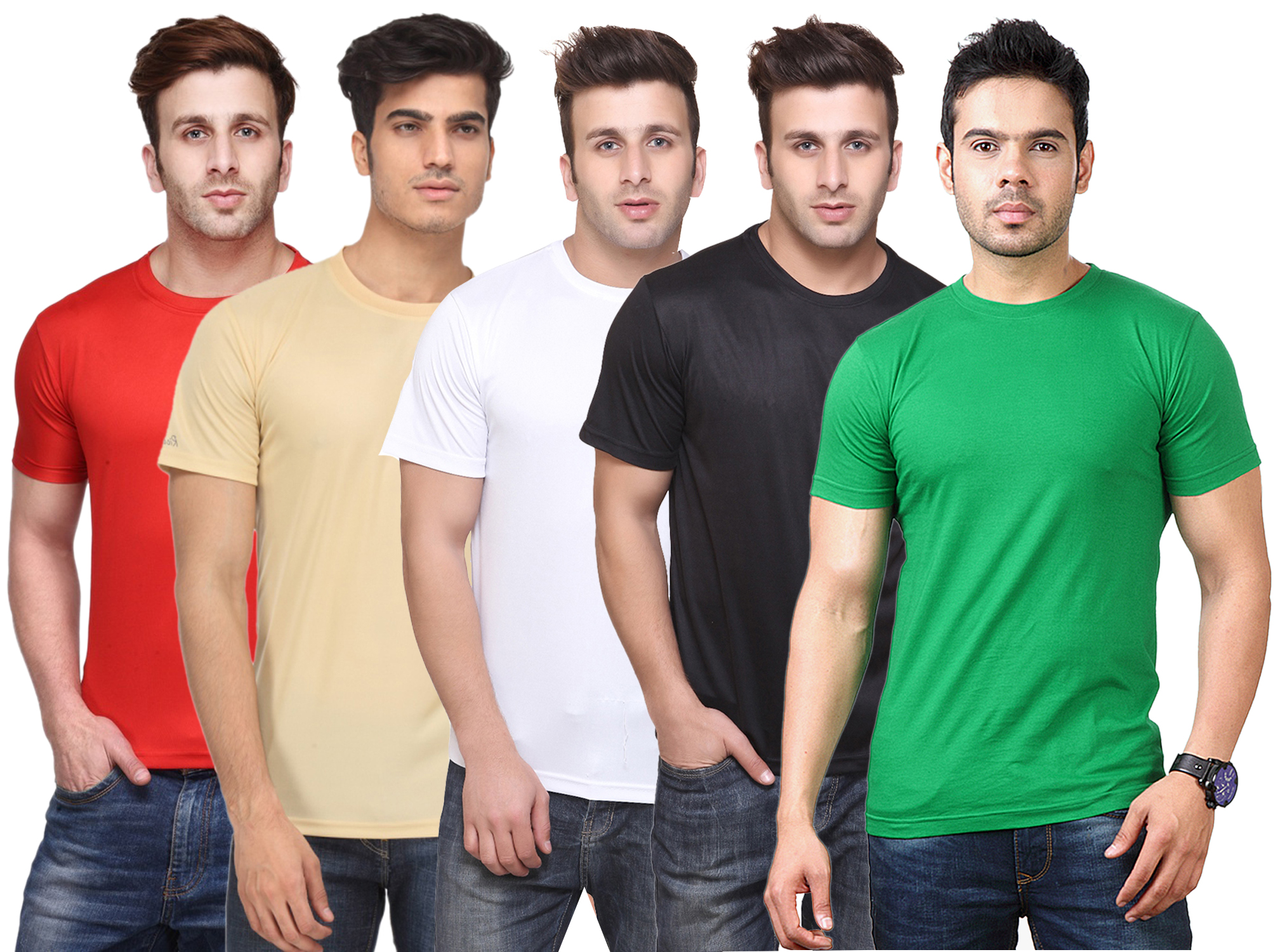 Buy Ketex Men Multicolor Solid Round Neck TShirt Pack Of 5 Online