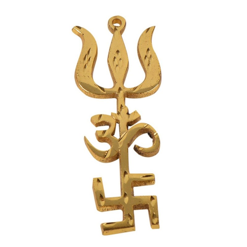 Buy Spiritually Energized Brass Trishakti Yantra Trishul Om Swastik