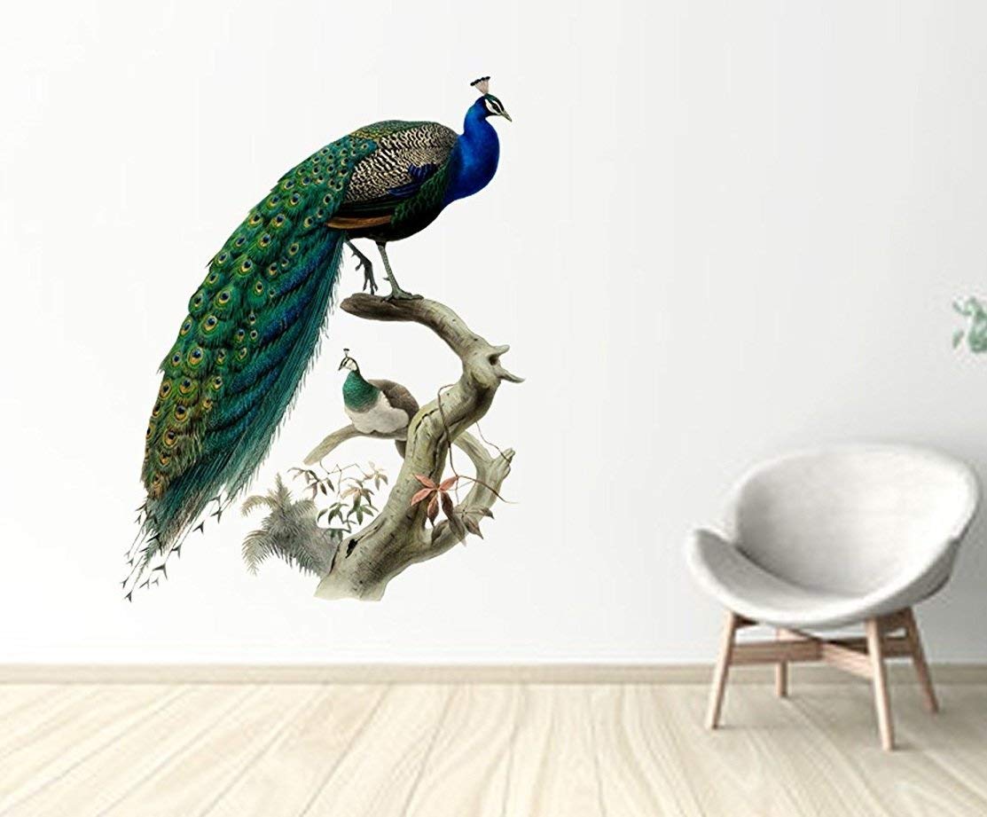 Buy Walltola Nature PVC Multicolor Peacock Wall Sticker 84 X 88 Cm