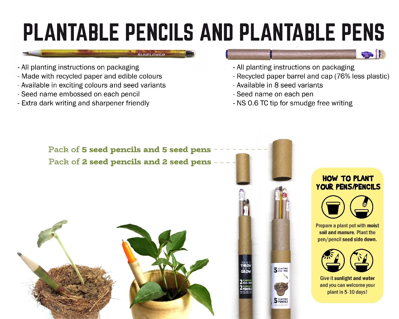 Buy Eco Friendly Plantable Pen Pencil Set Online From