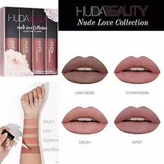 Buy HUDA BEAUTY SHINY LIQUID MATTE MINIS NUDE LOVE EDITION HUDA LIPSTICK SET OF 4 BY TMG