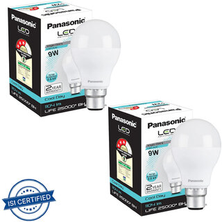 Panasonic 9 W Basic Round B22 LED Bulb (White, Pack of 2)